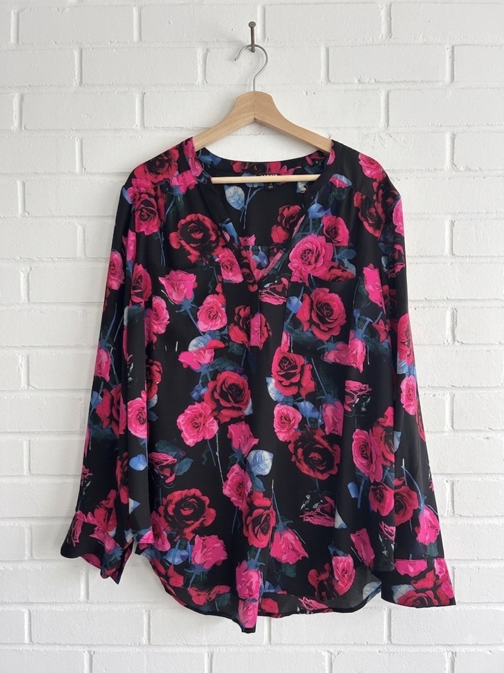 Torrid Harper Georgette Pink Rose Floral Pullover Blouse Tunic Size 2 2X 18-20